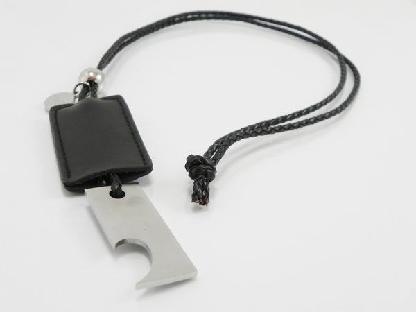 ManCo | Bottle Opener Black Leather Long Necklace