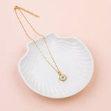 SHORT | White Enamel with Gold Love Heart Pendant Necklace