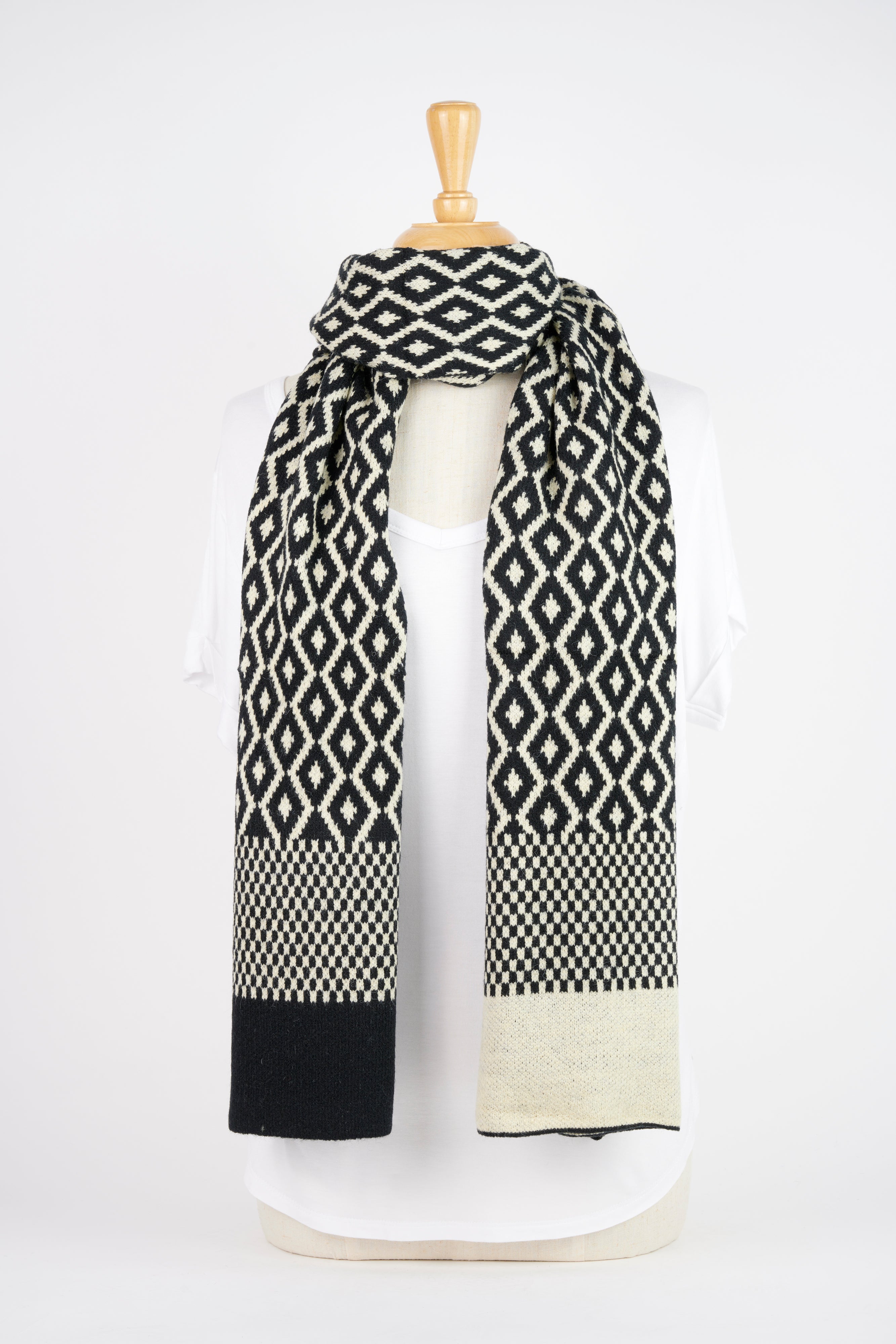 Winter | Ladies Black & Cream Stripe Scarf