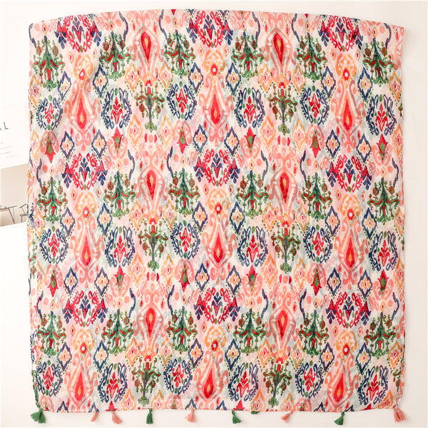 Pink Multi Colour Floral Scarf