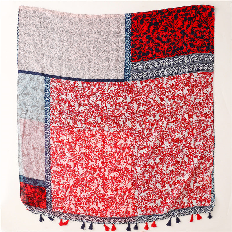 Ladies | Bright Red & Blue Scarf