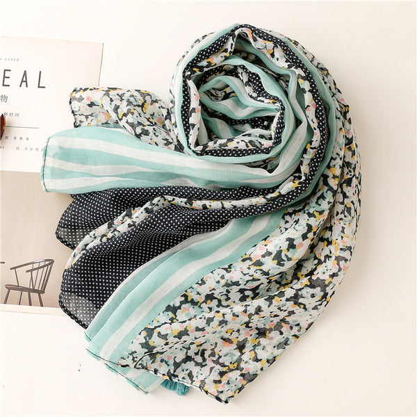 Navy & Turquoise Pattern Scarf