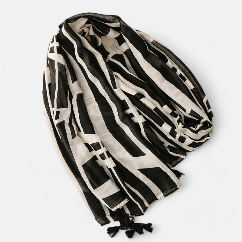 Black & White Abstract Scarf