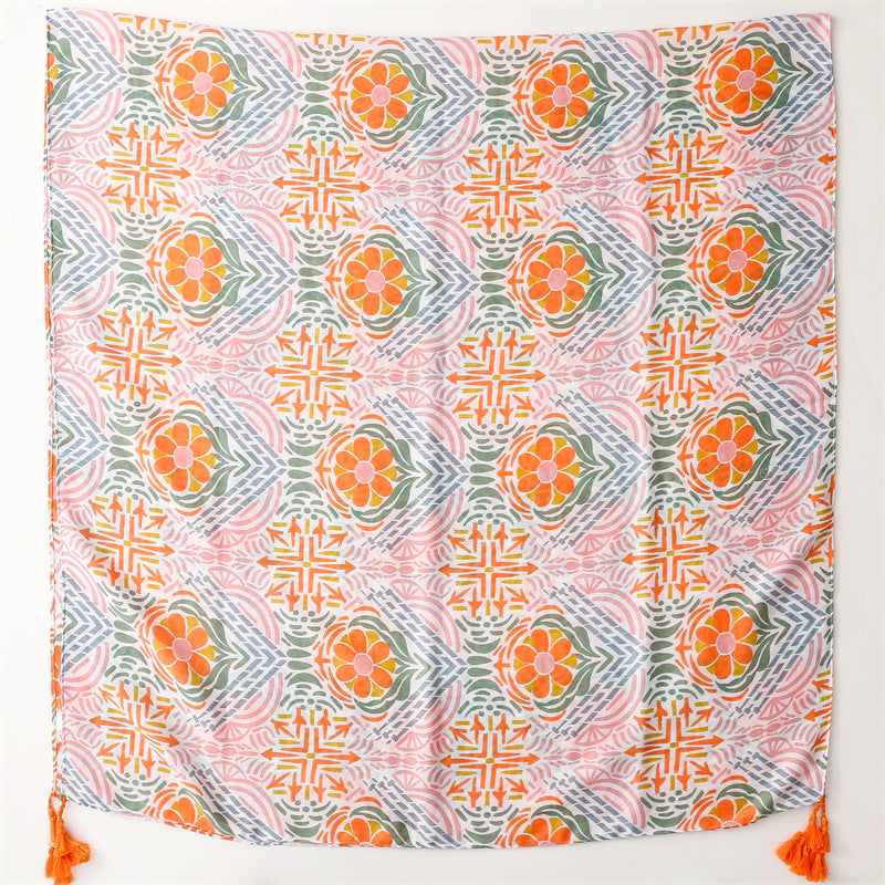 Pink, Orange & Green Print Scarf