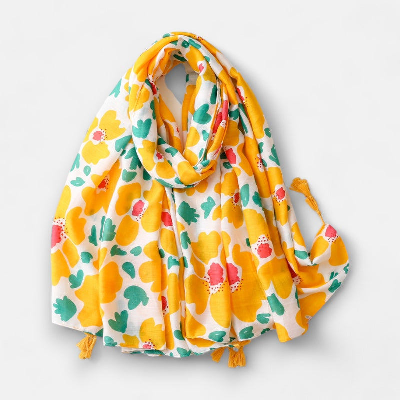 Ladies Bright Yellow Flower Scarf