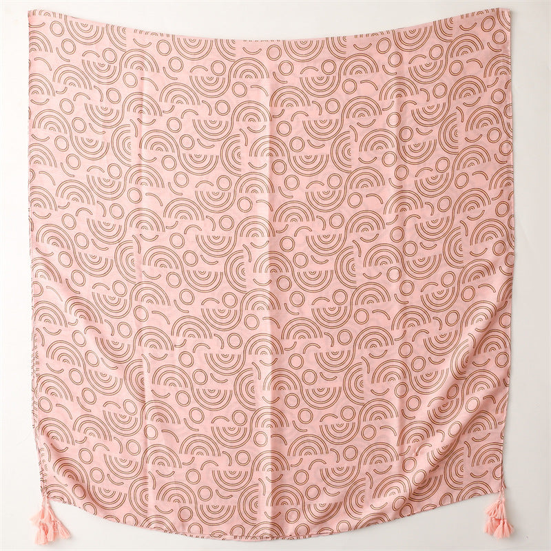 Ladies Brown & Pink Shape Print Scarf