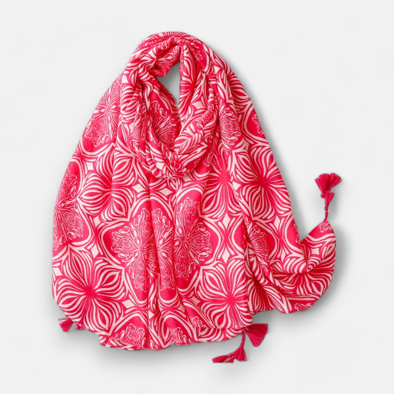 Ladies Bright Pink Print Scarf