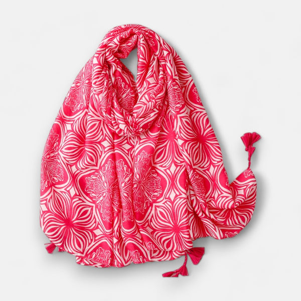 Bright Pink Print Scarf