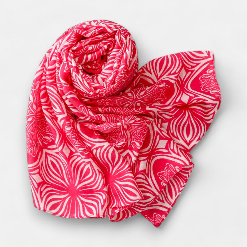 Ladies | Bright Pink Print Scarf