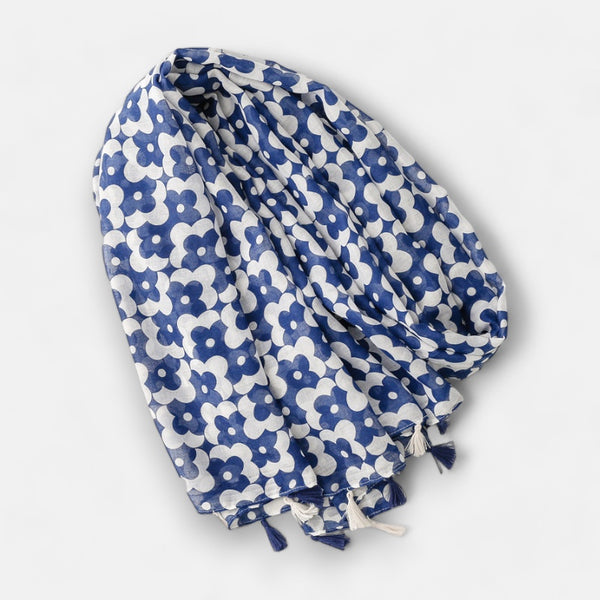 Blue & White Abstract Scarf