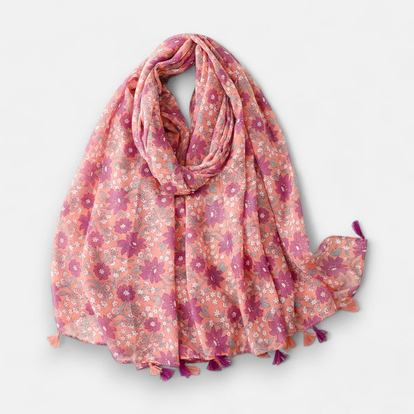 Ladies Purple Flowers Print Scarf