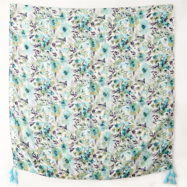 Green & Blue Floral Scarf