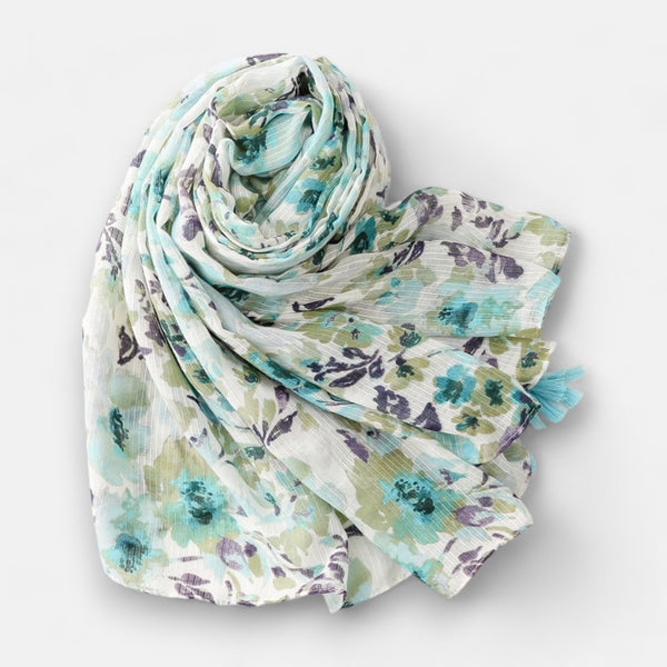 Green & Blue Floral Scarf