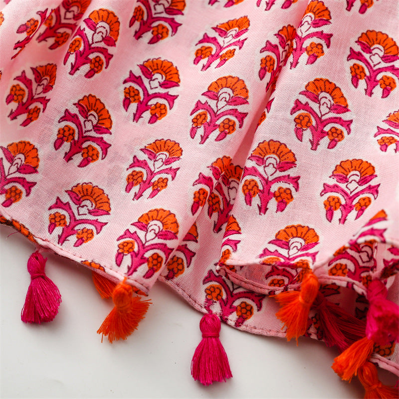 Ladies Pink & Orange Modern Printed Scarf