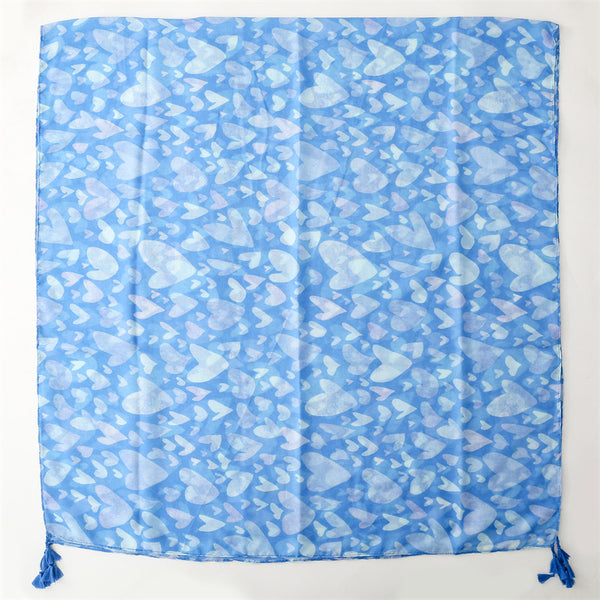 Ladies | Blue & White Love Heart Printed Scarf