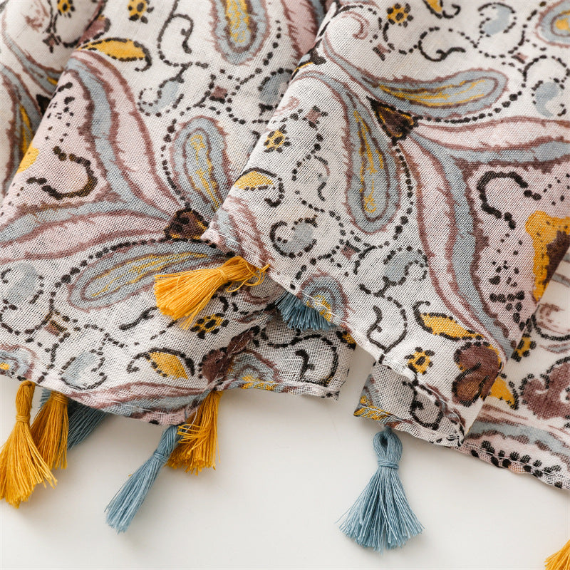 Ladies | Yellow & Brown Floral Printed Scarf