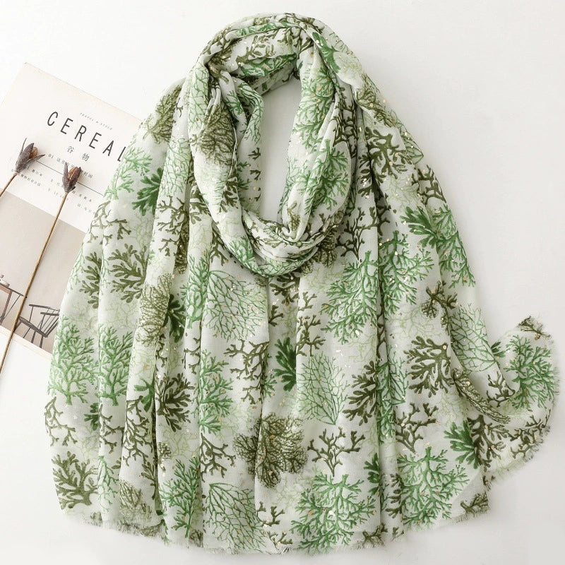 Ladies | 2 Tone Green Coral Scarf