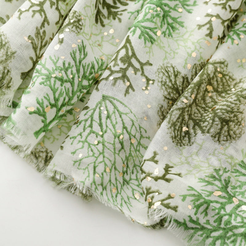 Ladies | 2 Tone Green Coral Scarf