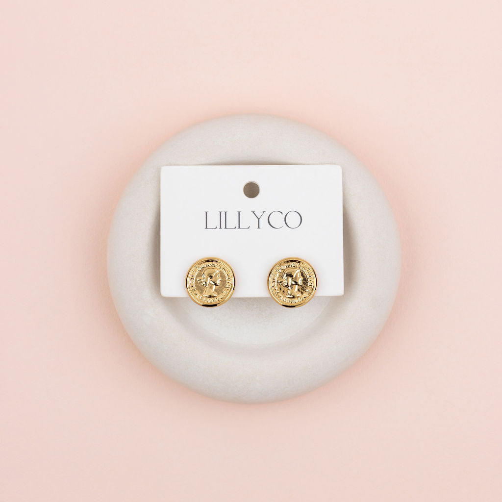 Small Yellow Gold Coin Stud Earring