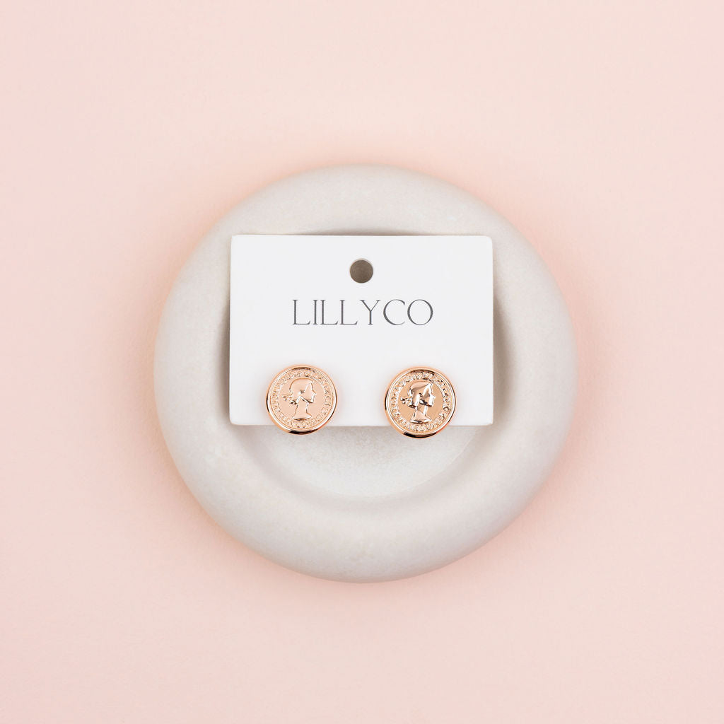 Small Rose Gold Coin Stud Earring