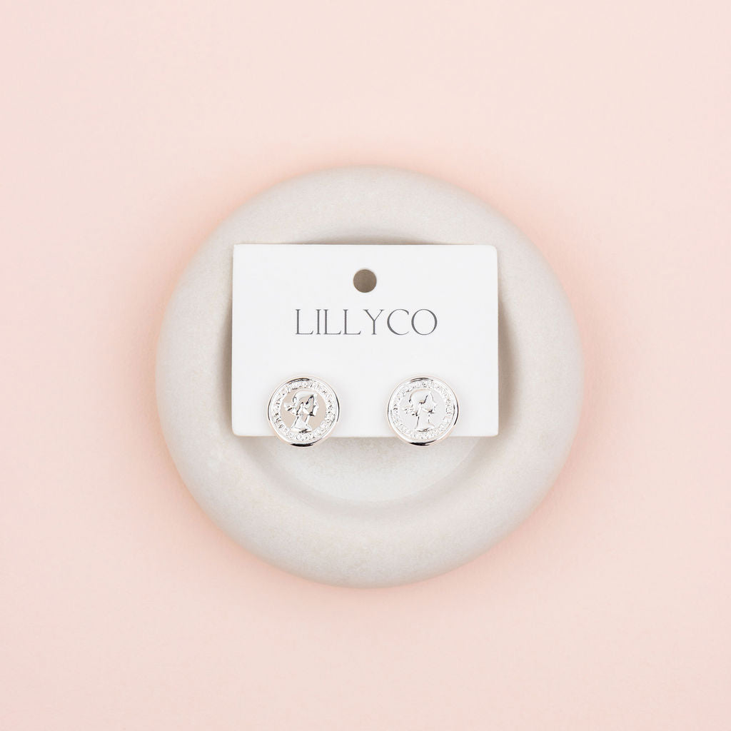 Small Silver Coin Stud Earring