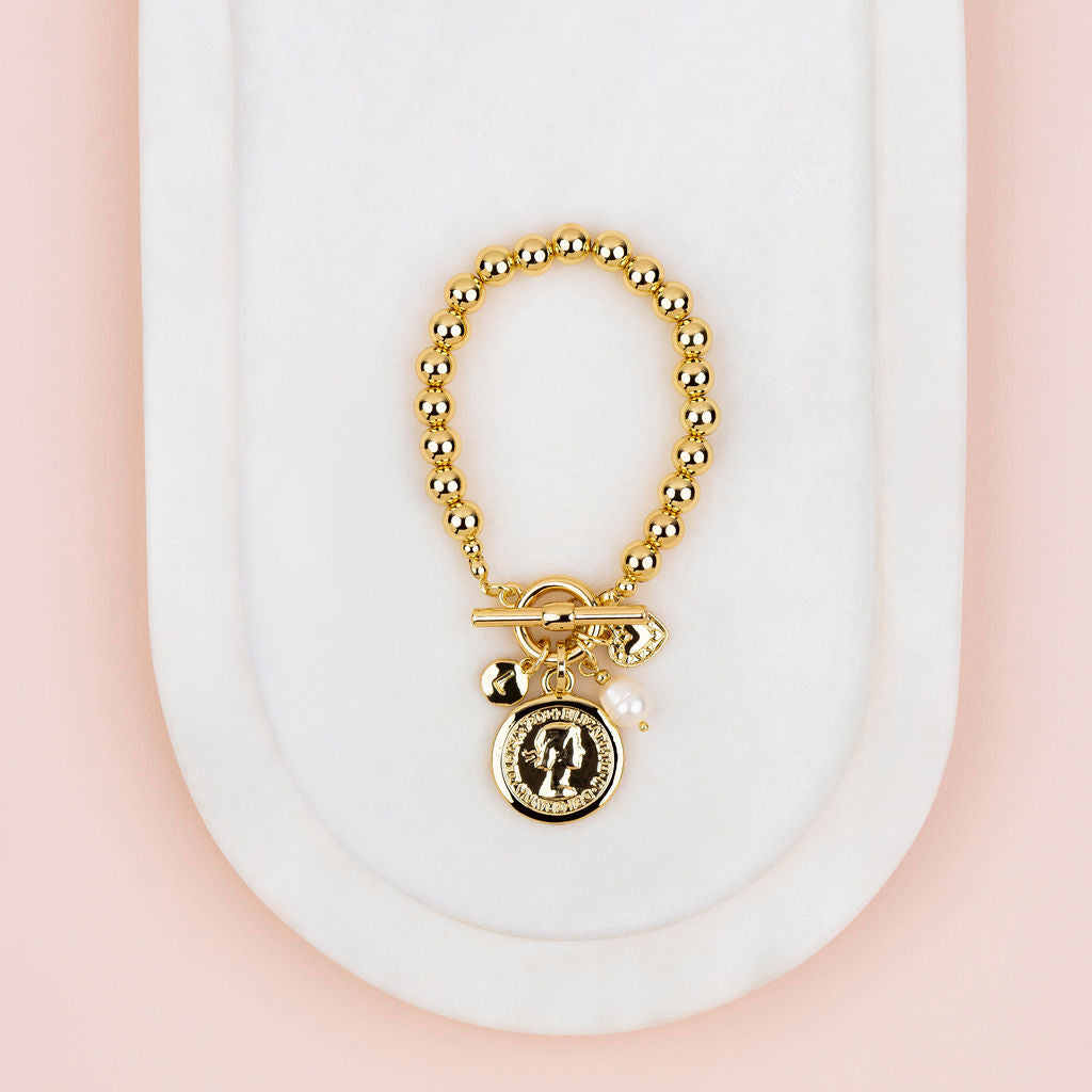 Yellow Gold Coin Bracelet