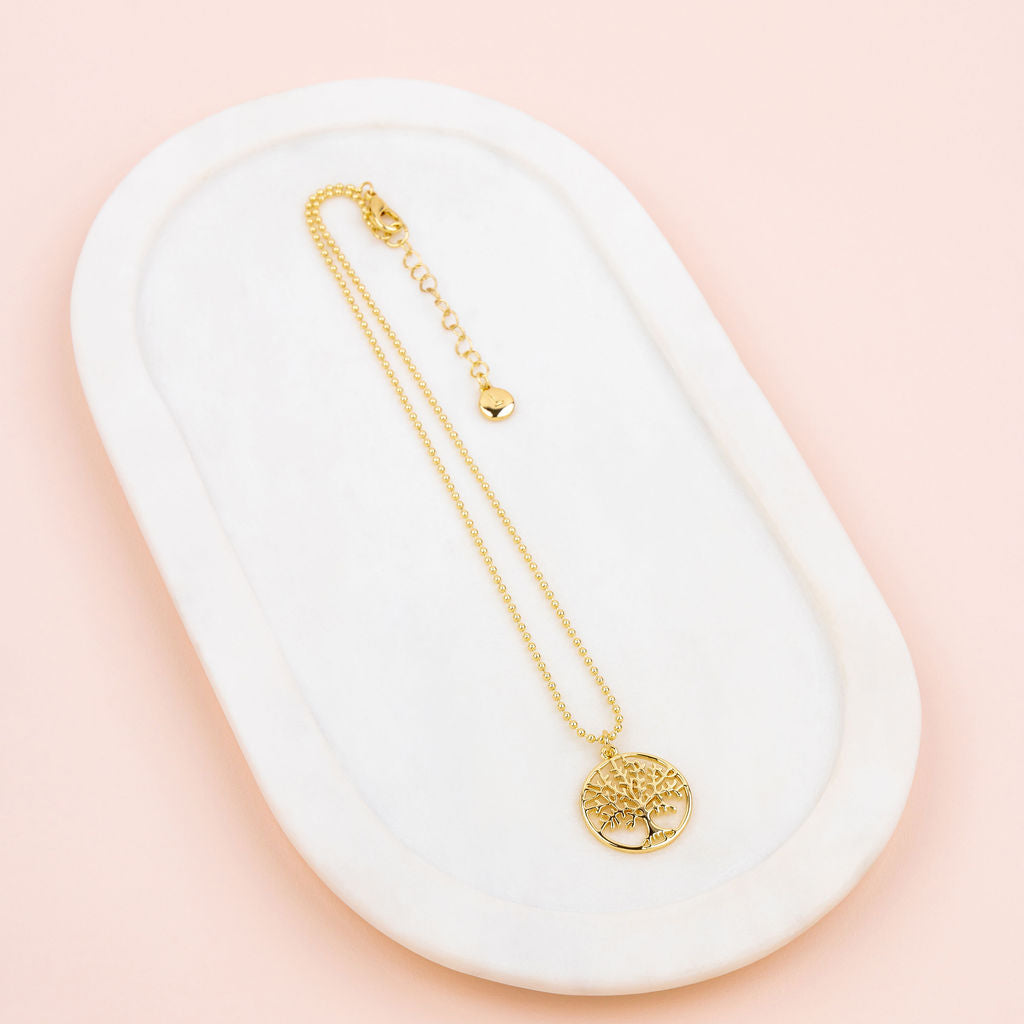SHORT | Yellow Gold Tree Pendant Necklace