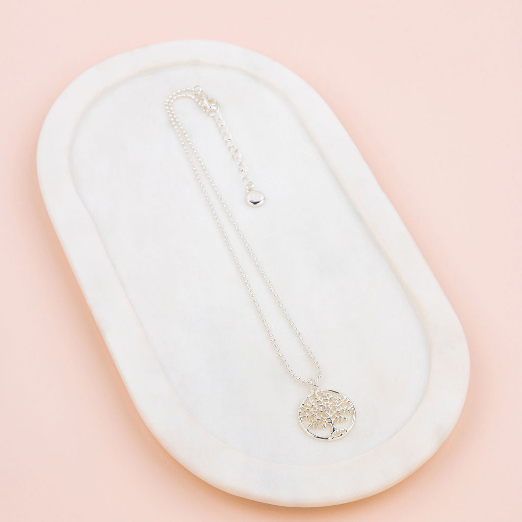 SHORT | Silver Tree Pendant Necklace