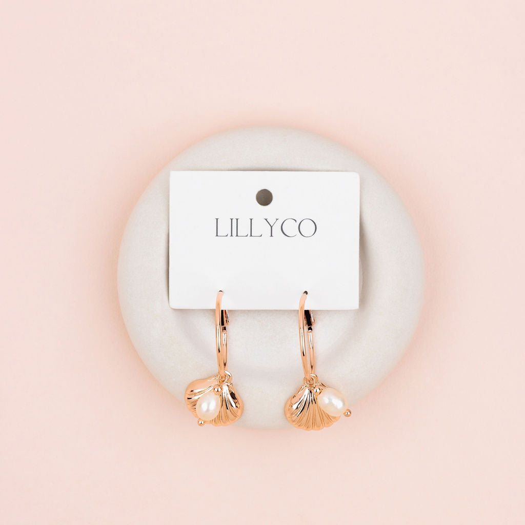 Rose Gold Shell Pearl Earring