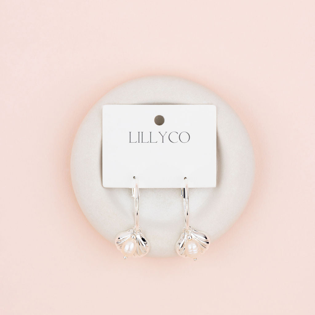 Silver Shell Pearl Earring