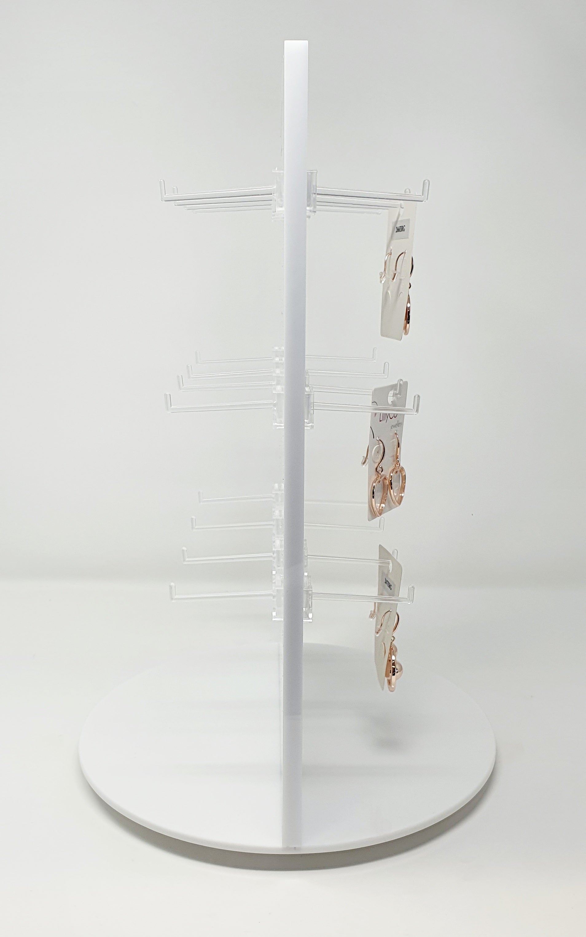 Jewellery Stand | White Acrylic Rotating Double Sided Stand | Branded Lillyco