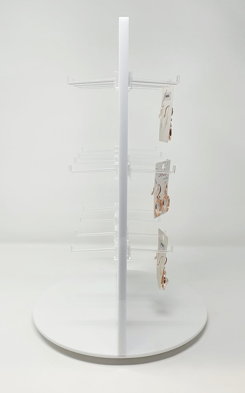 Jewellery Stand | White Acrylic Rotating Double Sided Stand | Branded Lillyco