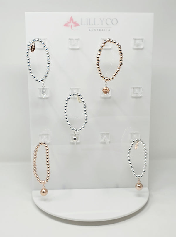 Jewellery Stand | White Acrylic Rotating Double Sided Stand | Branded Lillyco