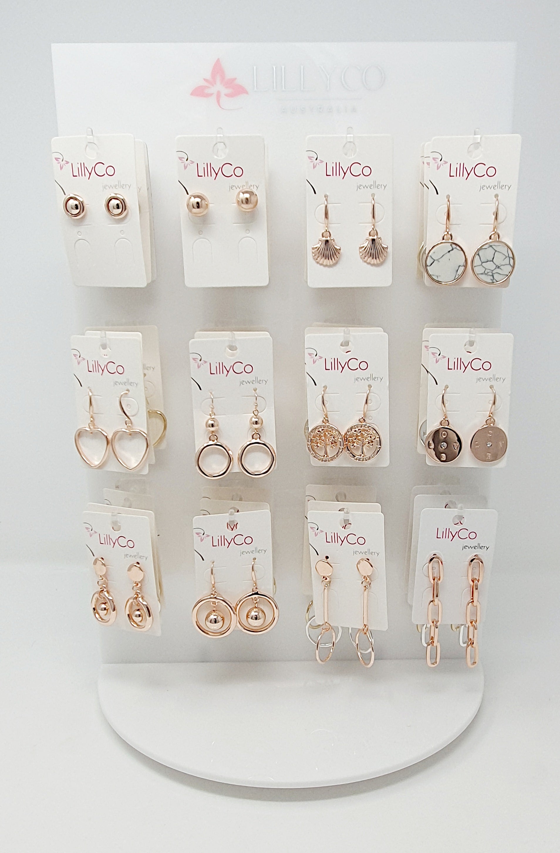 Jewellery Stand | White Acrylic Rotating Double Sided Stand | Branded Lillyco