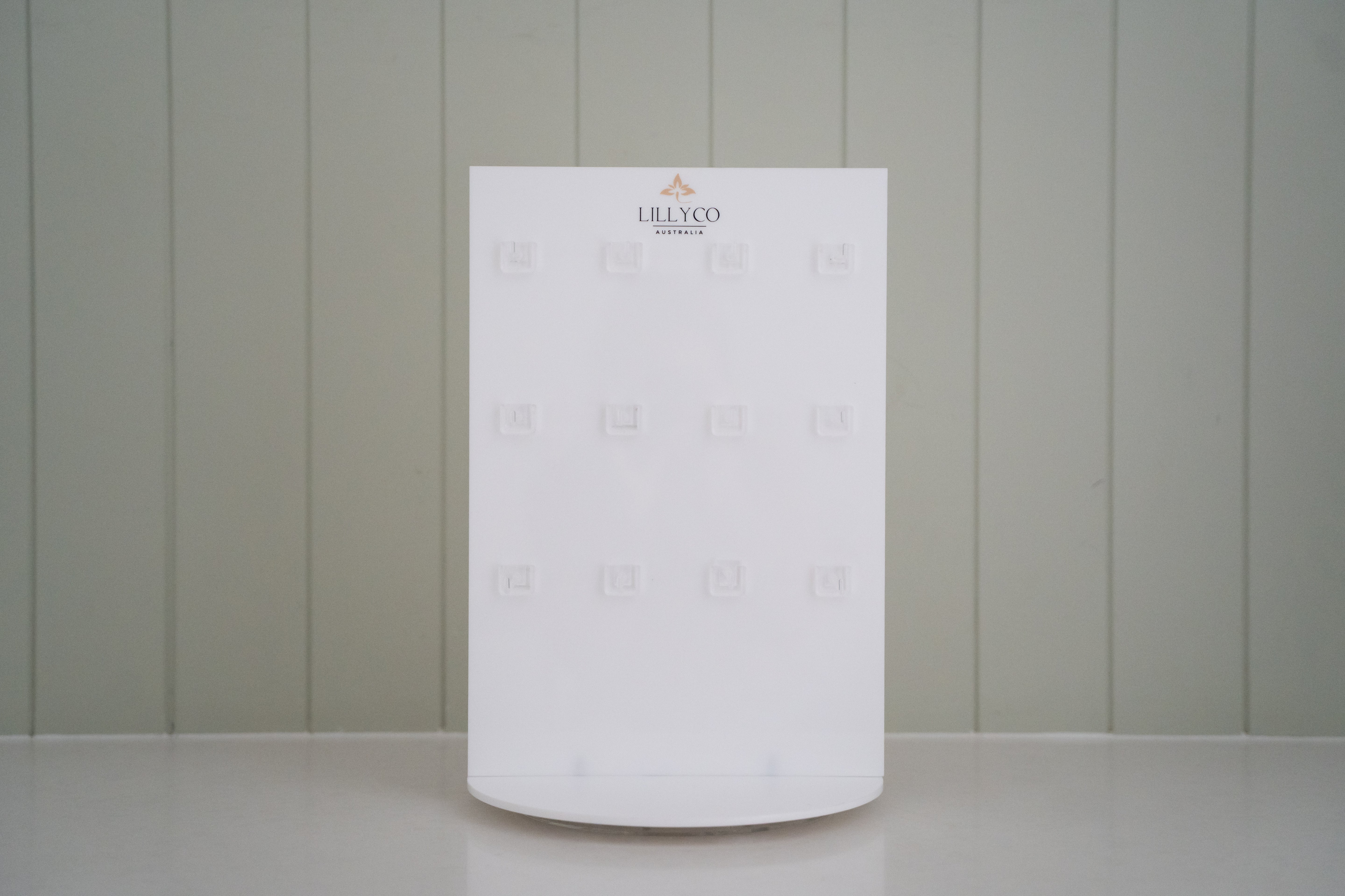 Jewellery Stand | White Acrylic Rotating Double Sided Stand | Branded Lillyco