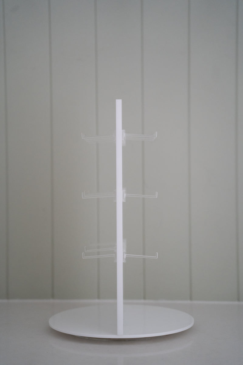 Jewellery Stand | White Acrylic Rotating Double Sided Stand | Branded Lillyco