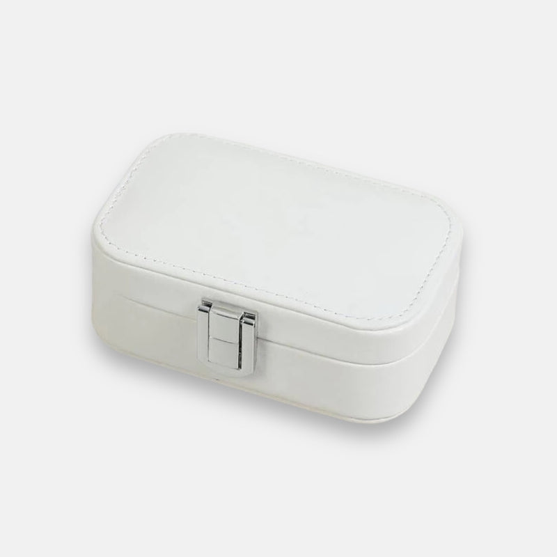 White Mini Travel Rectangle Jewellery Box