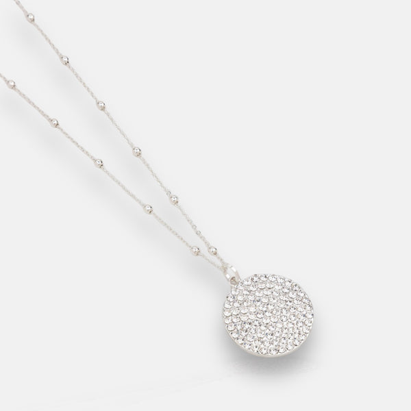 Silver Bling Circle Long Necklace