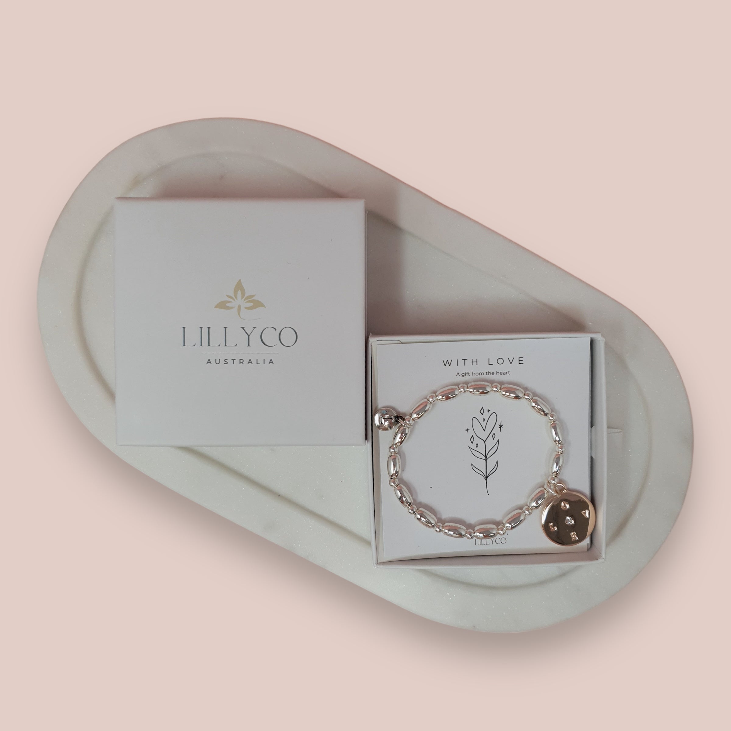 JEWELLERY GIFT BOX | With Love Boxed Rose Gold + Silver Bracelet