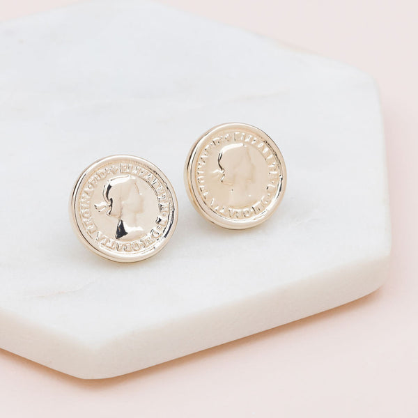 Small Yellow Gold Coin Stud Earring
