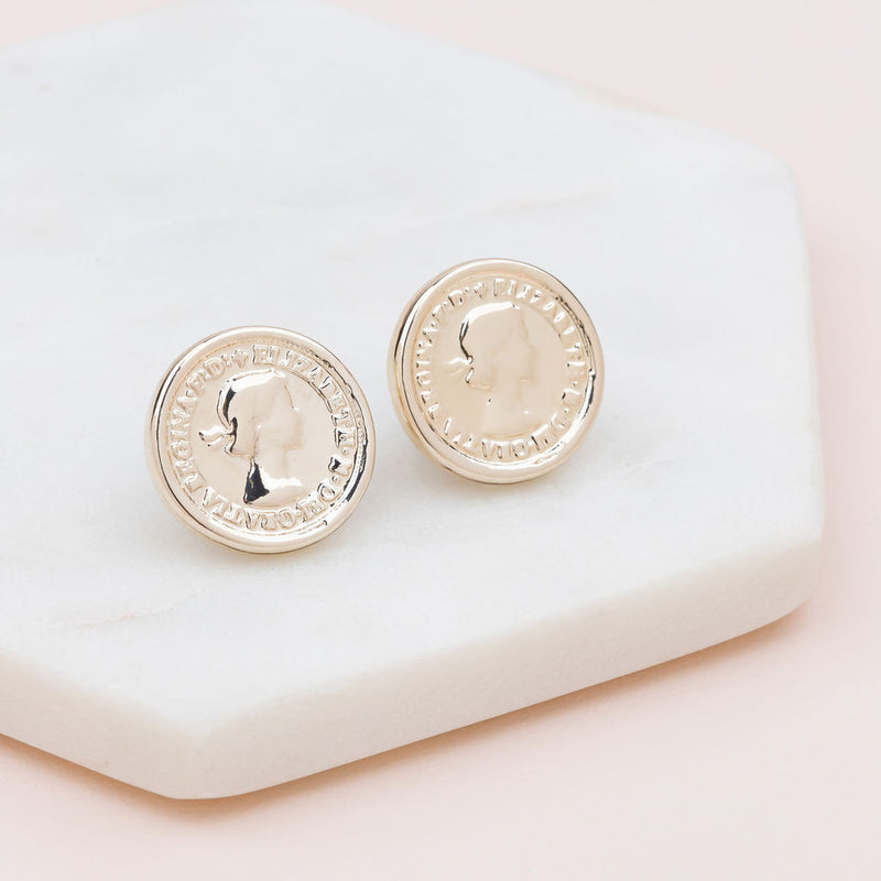 Small Yellow Gold Coin Stud Earring