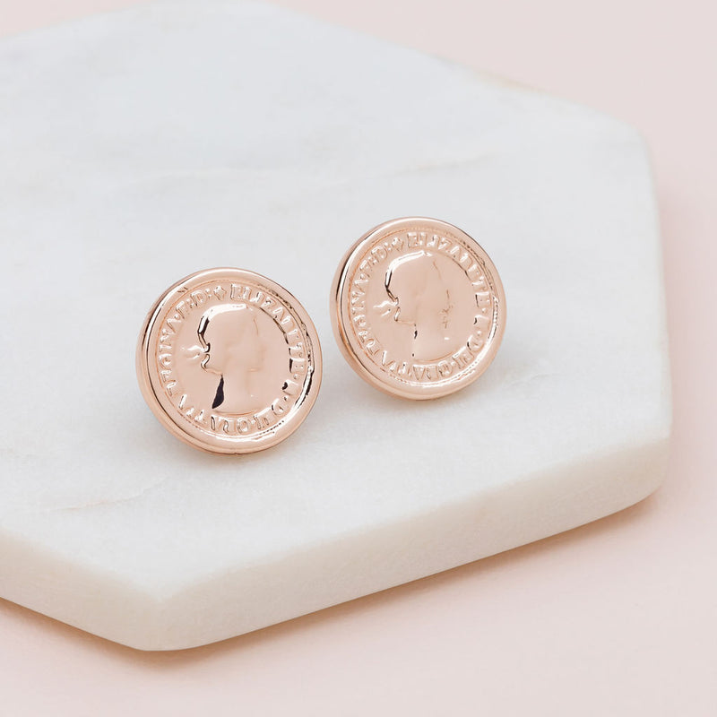 Small Rose Gold Coin Stud Earring