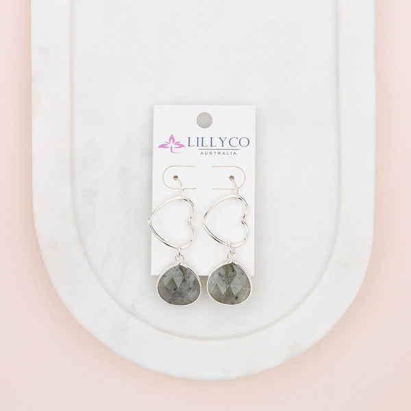 Silver Angle Heart Earring