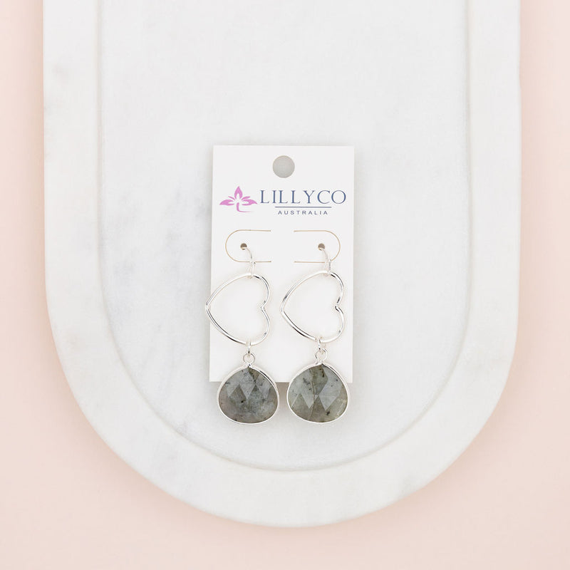 Silver Angle Heart Earring