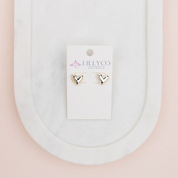 Light Gold Heart Stud Earring