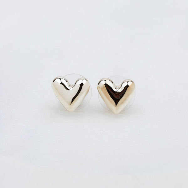 Light Gold Heart Stud Earring