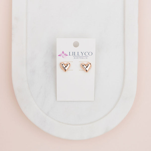 Rose Gold Heart Stud Earring