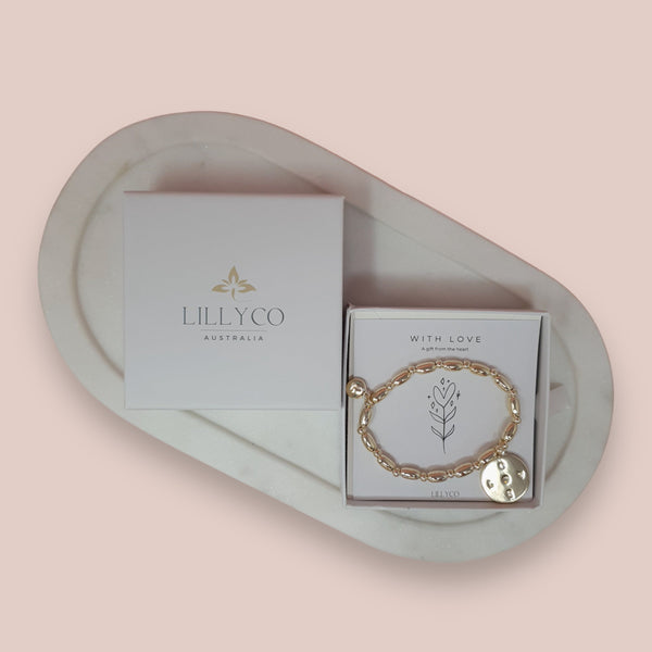 JEWELLERY GIFT BOX | With Love Boxed Light Gold Bracelet