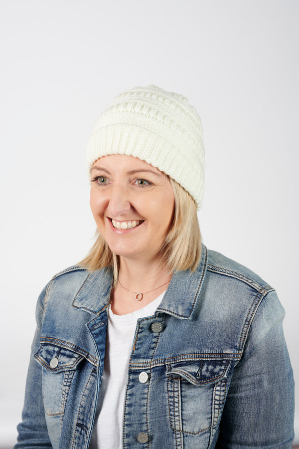 Ladies White Beanie