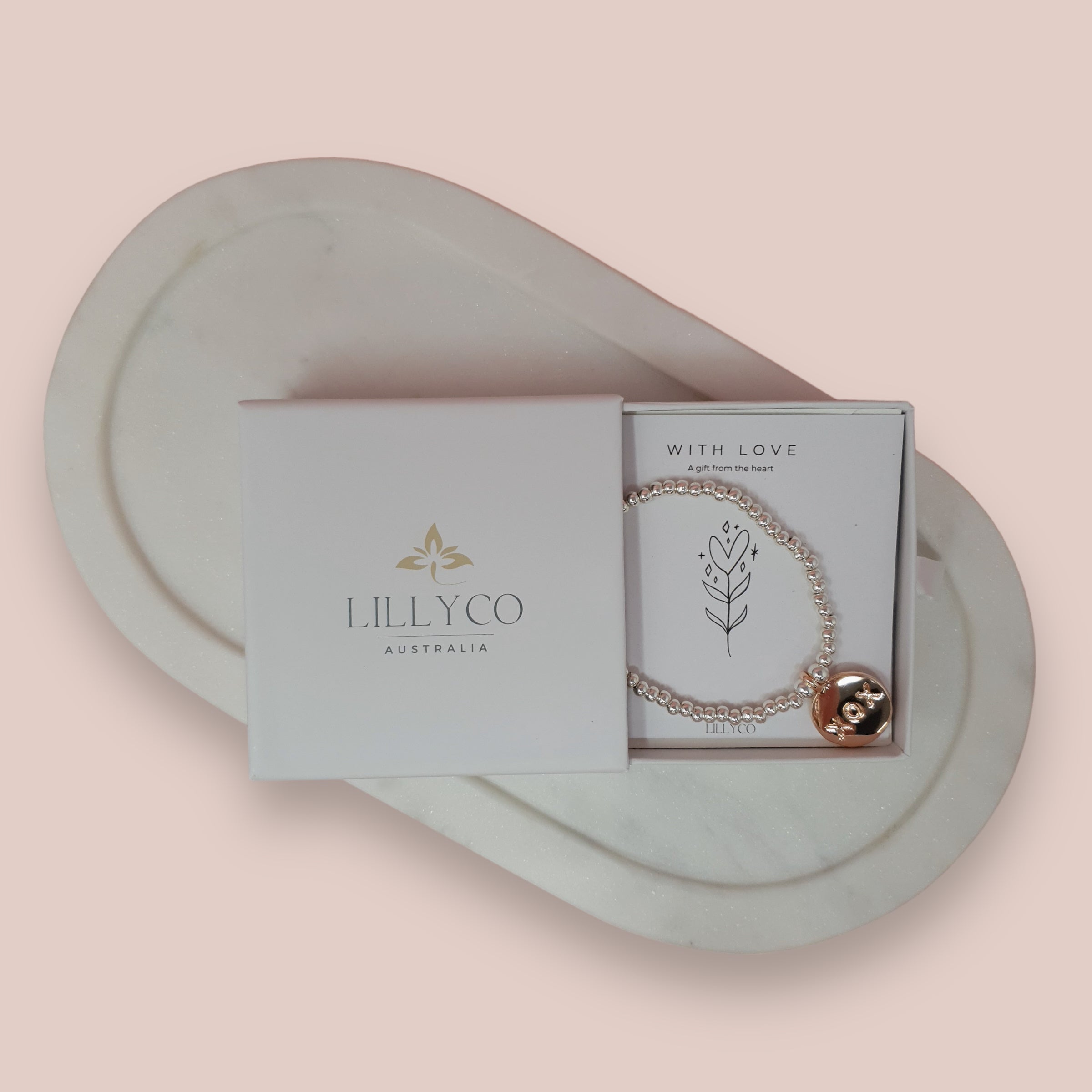 JEWELLERY GIFT BOX | With Love #2 Boxed Rose Gold + Silver Bracelet